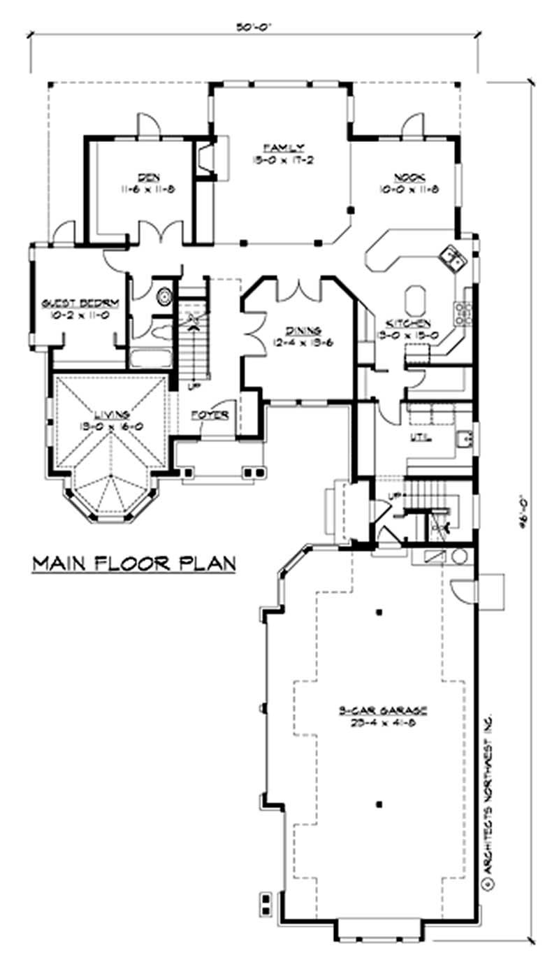 Floor Plan First Story of European Plan #115-1034