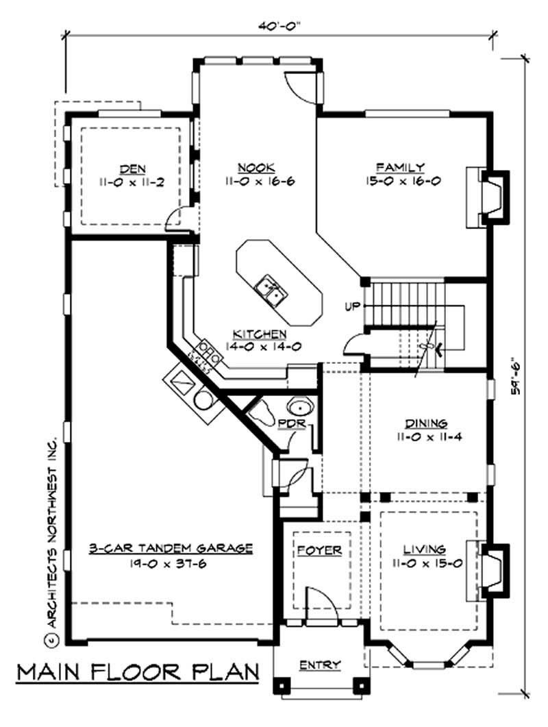Floor Plan First Story of Multi-Level Plan #115-1035