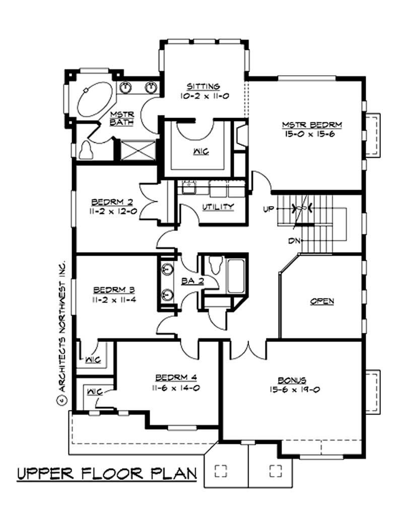 Floor Plan Second Story of Multi-Level Plan #115-1035