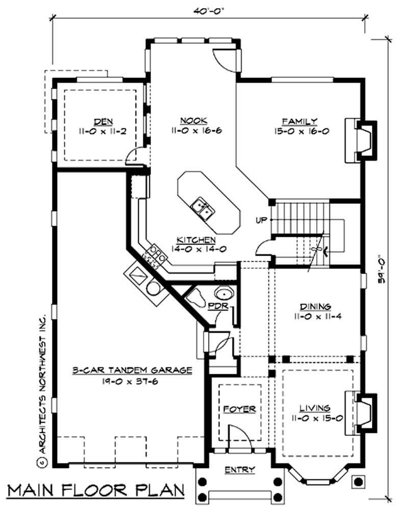 Floor Plan First Story of Ranch Plan #115-1036