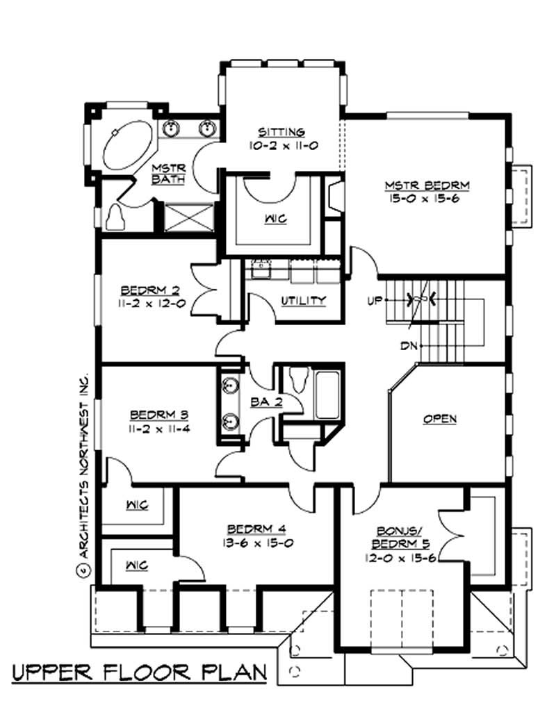 Floor Plan Second Story of Ranch Plan #115-1036