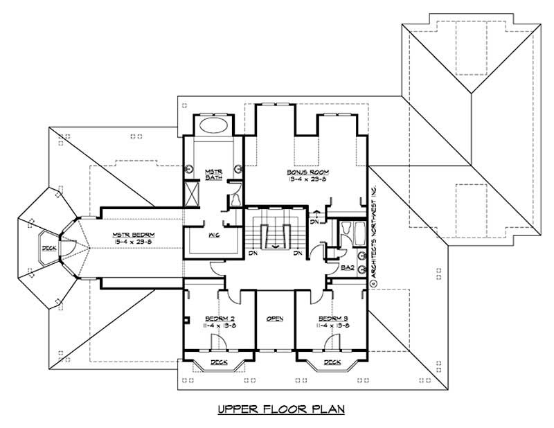Floor Plan Second Story of Country Plan #115-1037