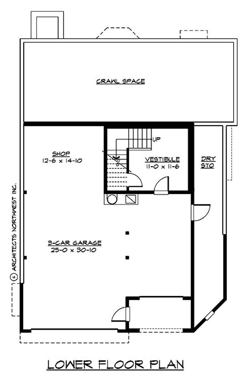 Floor Plan Basement of Multi-Level Plan #115-1038