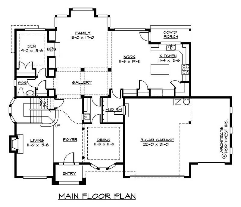 Floor Plan First Story of Multi-Level Plan #115-1039