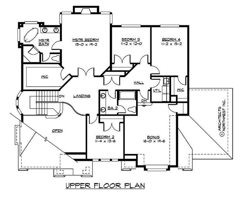 Floor Plan Second Story of Multi-Level Plan #115-1039
