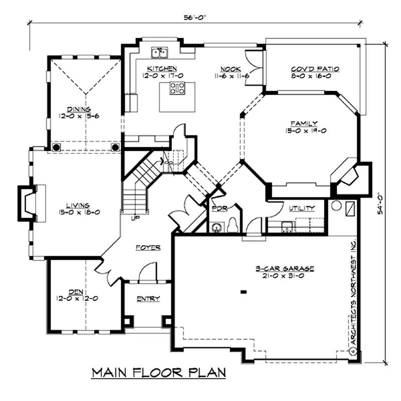 Floor Plan First Story of Craftsman Plan #115-1040