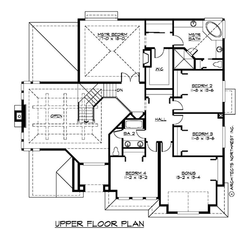 Floor Plan Second Story of Craftsman Plan #115-1040