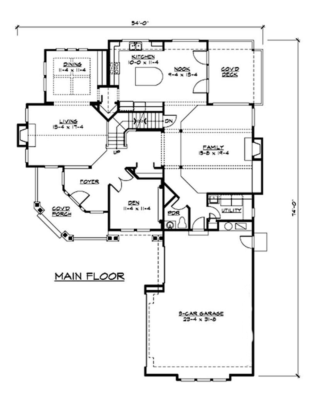 Floor Plan First Story of Craftsman Plan #115-1042