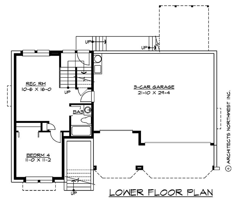 Floor Plan Basement of Multi-Level Plan #115-1043