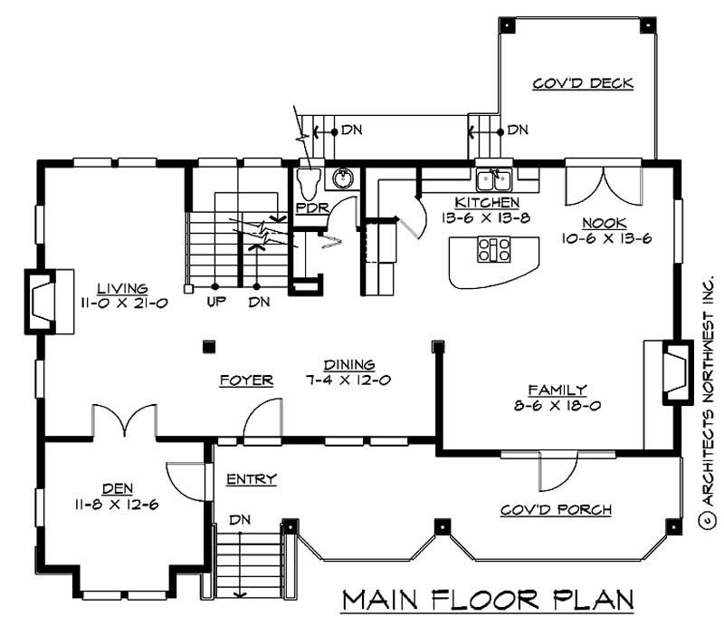 Floor Plan First Story of Multi-Level Plan #115-1043