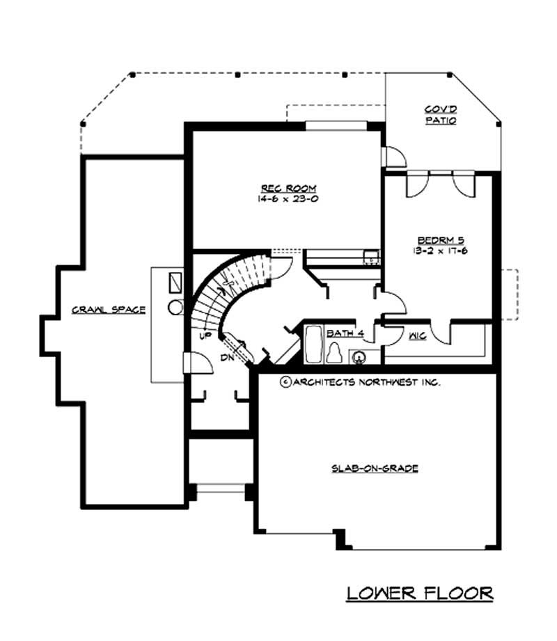 Floor Plan Basement of Craftsman Plan #115-1044