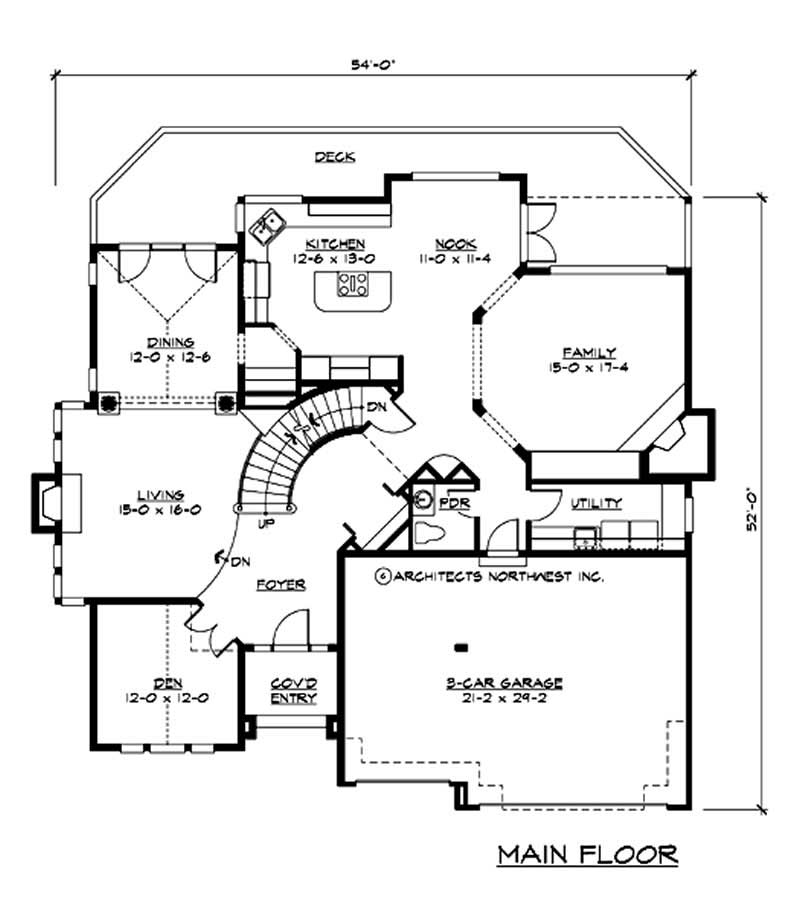 Floor Plan First Story of Craftsman Plan #115-1044