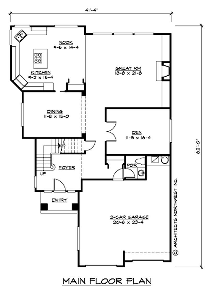 Floor Plan First Story of Multi-Level Plan #115-1045