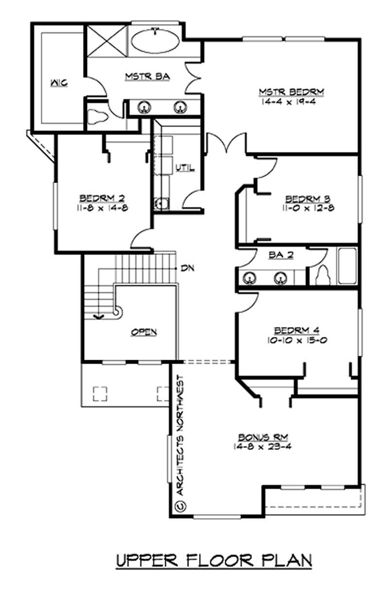 Floor Plan Second Story of Multi-Level Plan #115-1045
