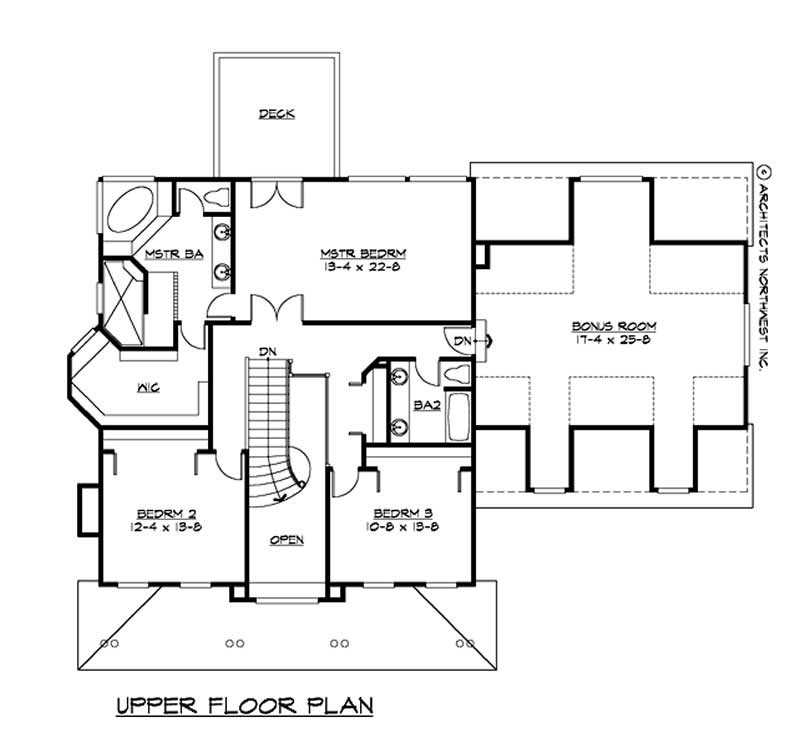 Floor Plan Second Story of Cape Cod Plan #115-1046