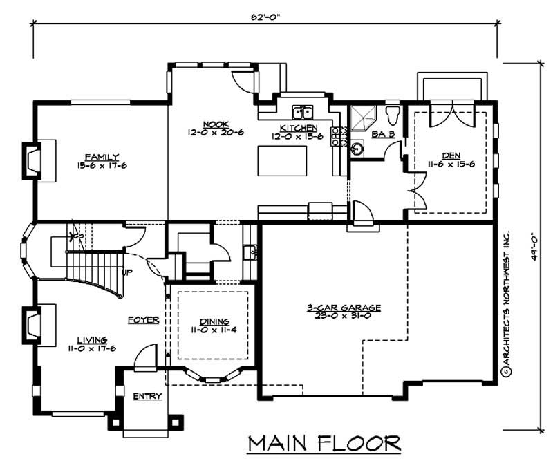 Floor Plan First Story of Craftsman Plan #115-1047