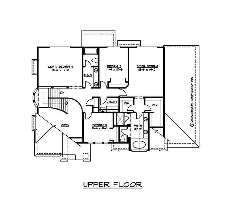 Floor Plan Second Story of Craftsman Plan #115-1047