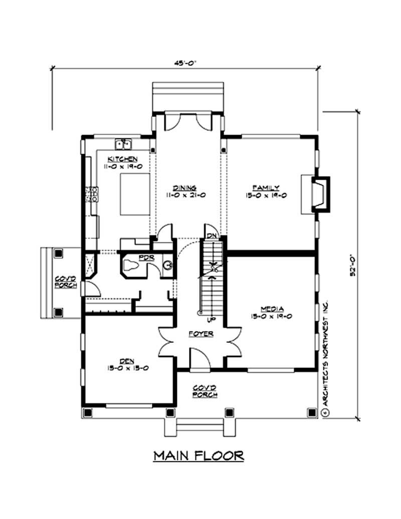 Floor Plan First Story of Ranch Plan #115-1052