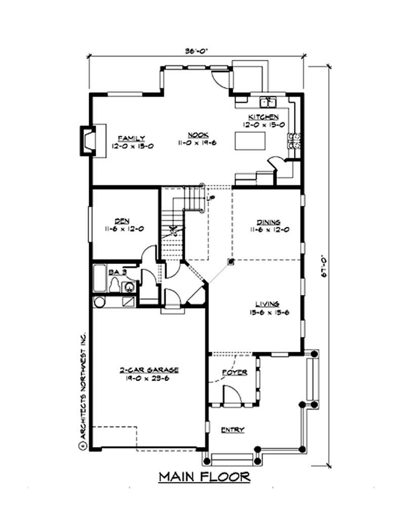 Floor Plan First Story of Ranch Plan #115-1053