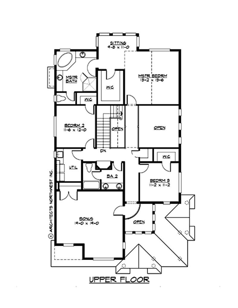 Floor Plan Second Story of Ranch Plan #115-1053