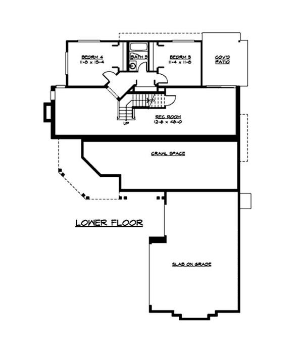 Floor Plan Basement of Craftsman Plan #115-1054