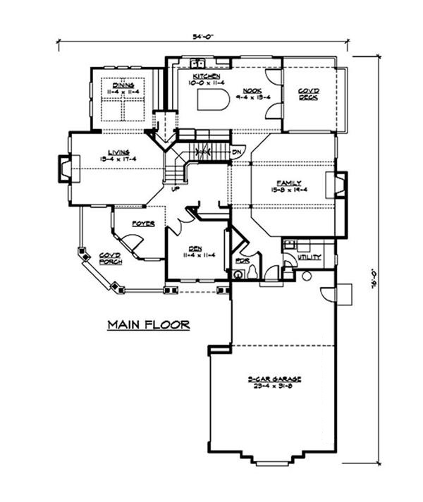 Floor Plan First Story of Craftsman Plan #115-1054