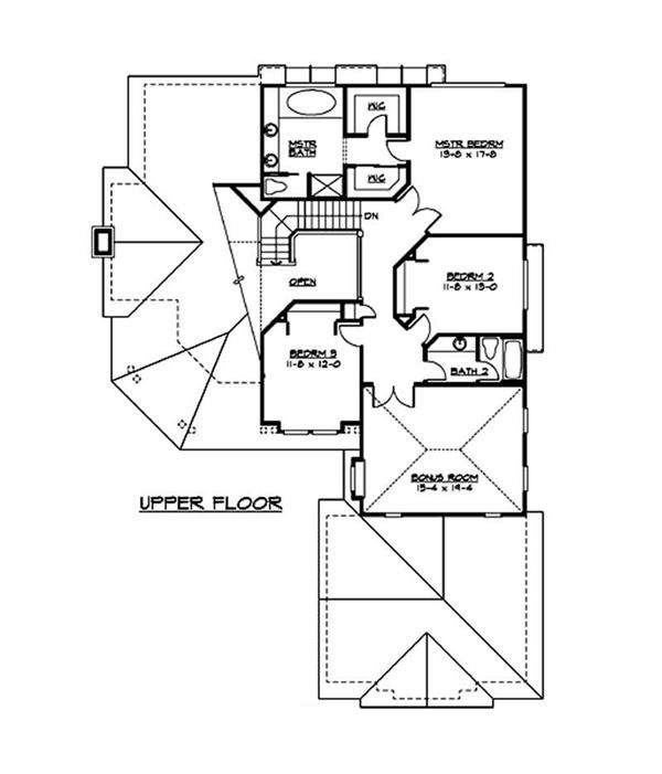 Floor Plan Second Story of Craftsman Plan #115-1054