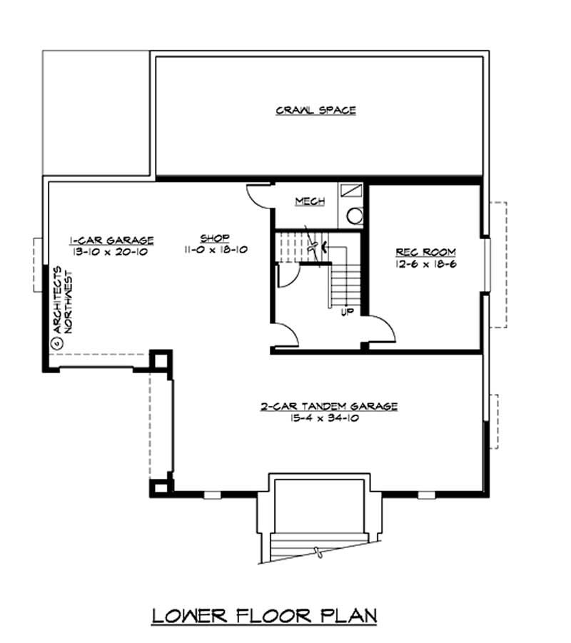 Floor Plan Basement of European Plan #115-1056
