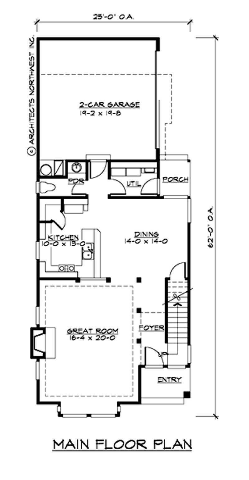 Floor Plan First Story of Multi-Level Plan #115-1058