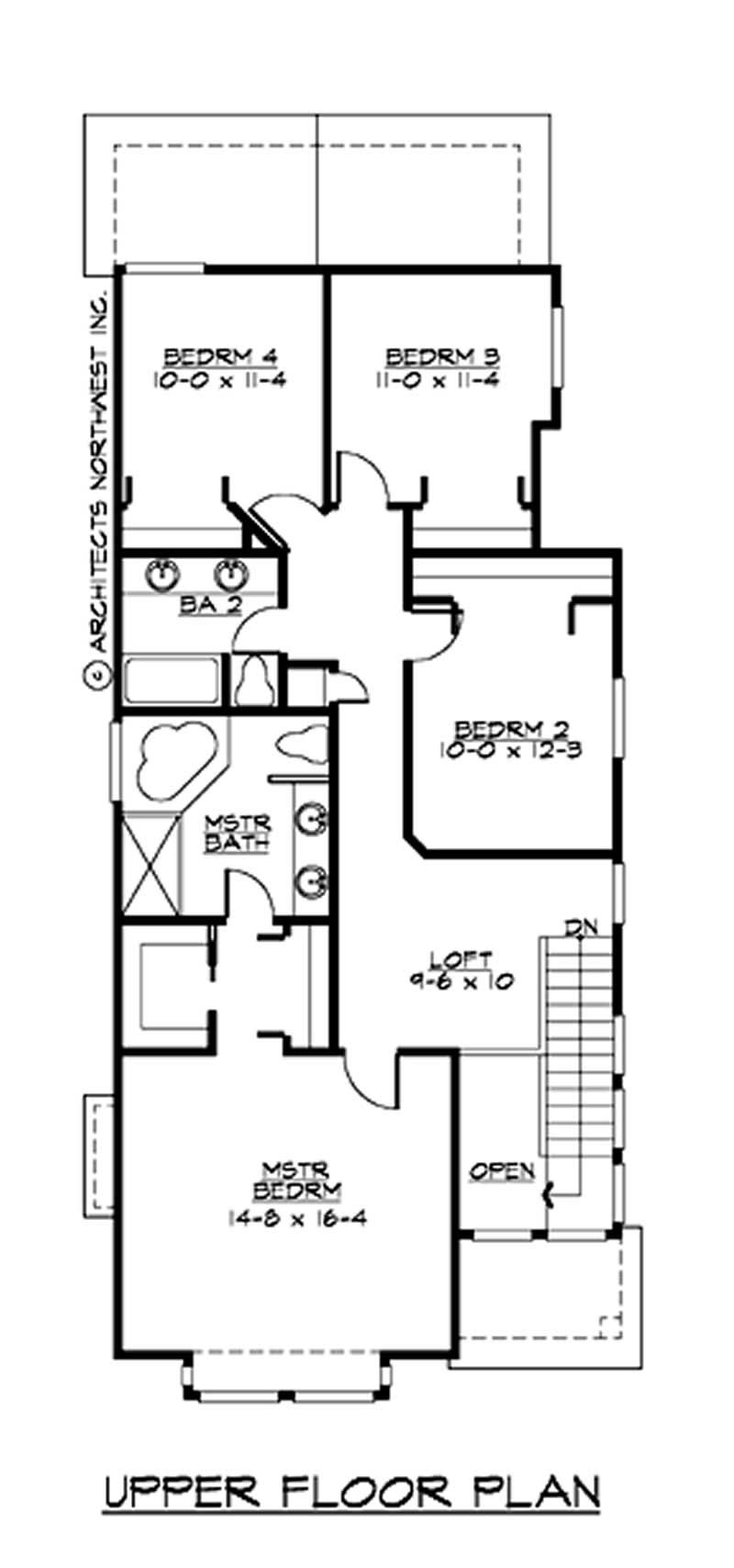 Floor Plan Second Story of Multi-Level Plan #115-1058
