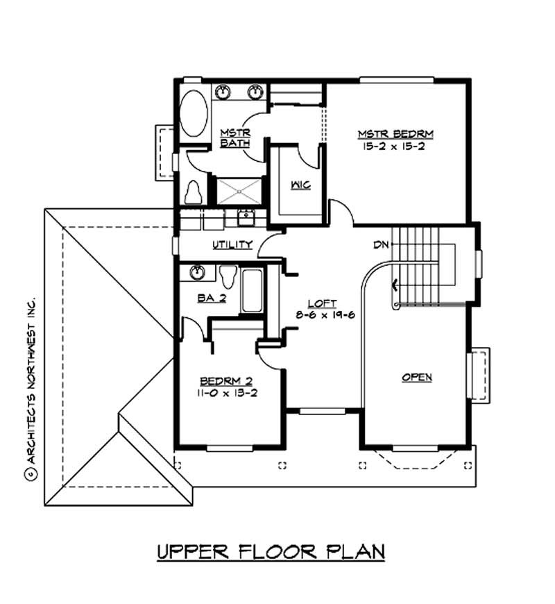 Floor Plan Second Story of European Plan #115-1063