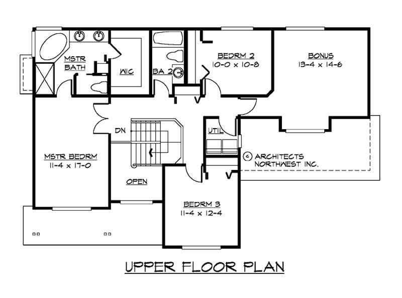 Floor Plan Second Story of Multi-Level Plan #115-1066