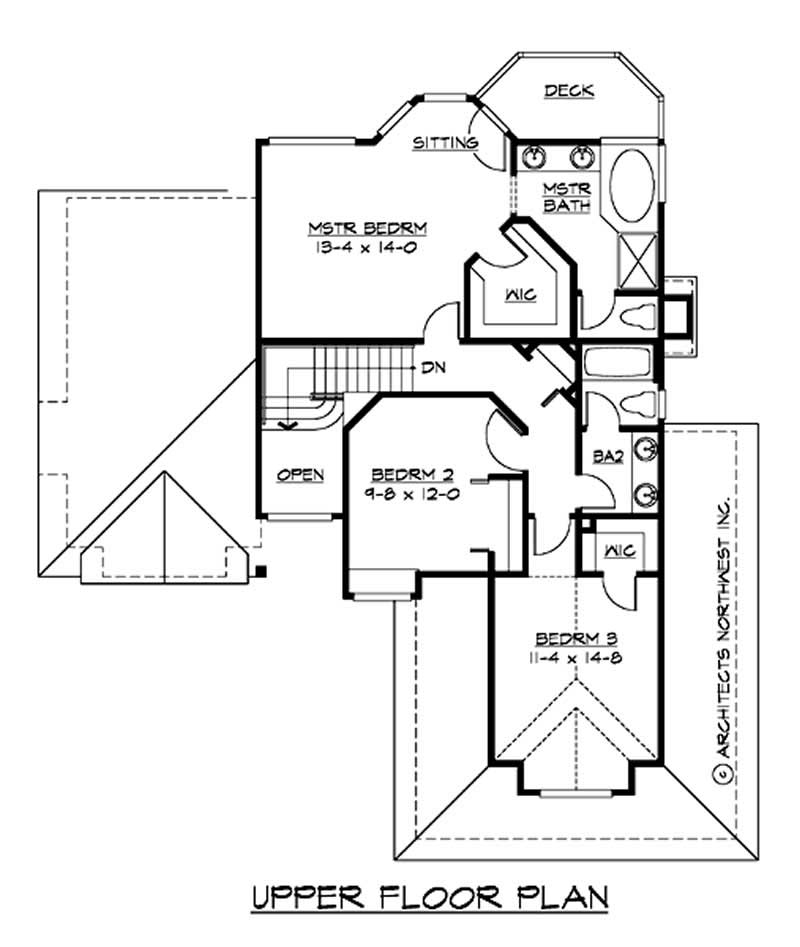 Floor Plan Second Story of Craftsman Plan #115-1067