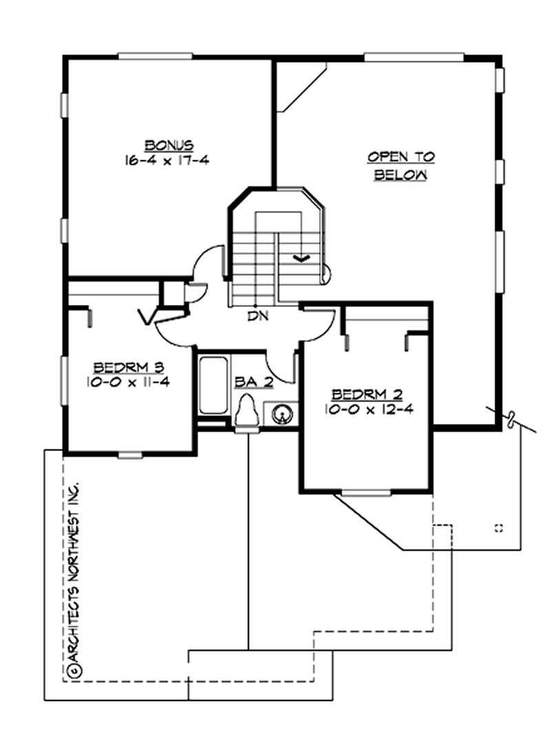 Floor Plan Second Story of Craftsman Plan #115-1068