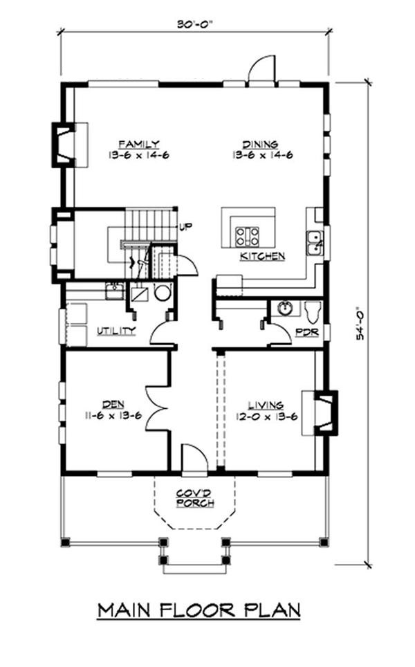 Floor Plan First Story of Craftsman Plan #115-1069