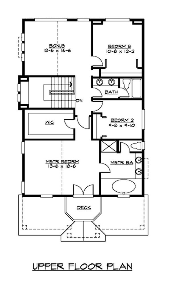 Floor Plan Second Story of Craftsman Plan #115-1069