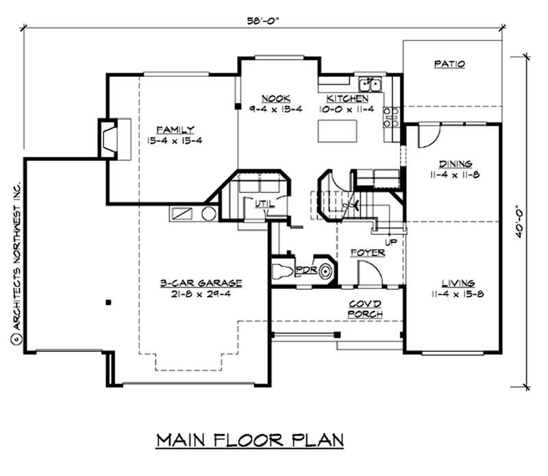 Floor Plan First Story of Cape Cod Plan #115-1071