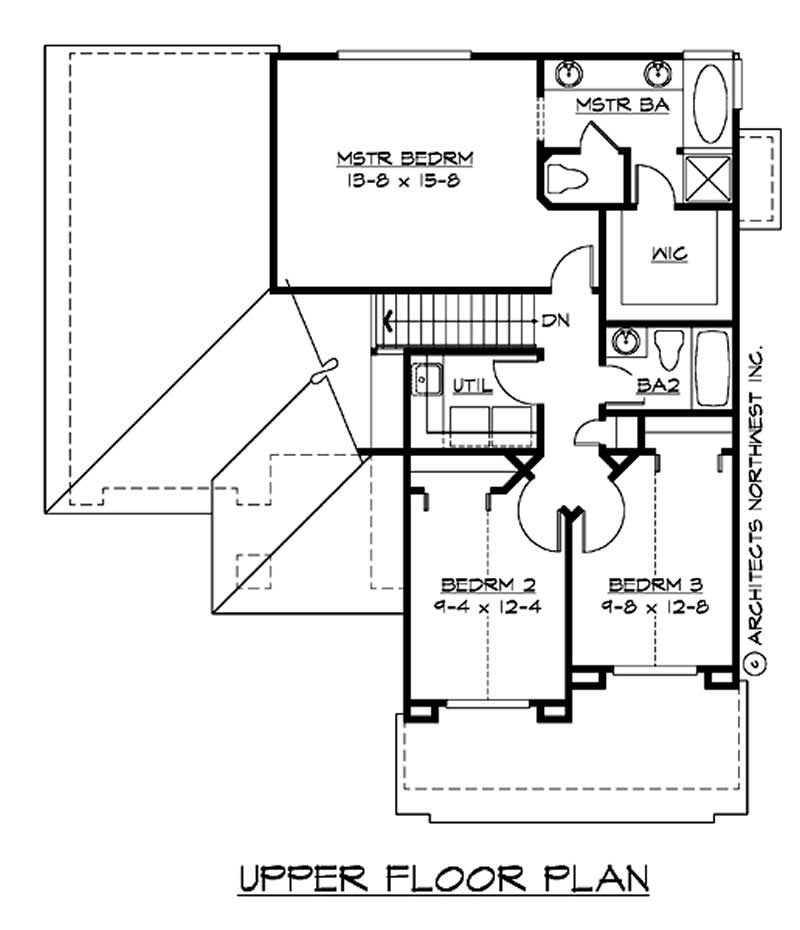 Floor Plan Second Story of Craftsman Plan #115-1072
