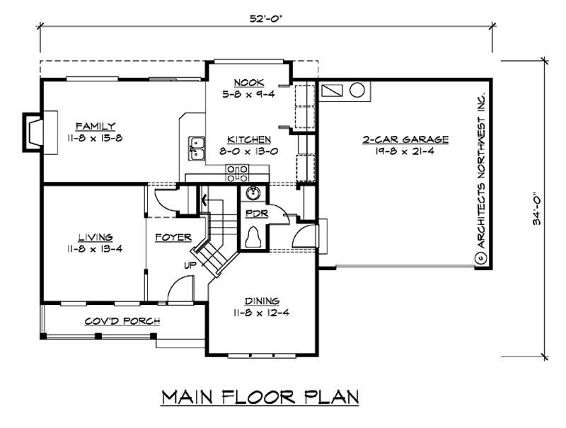 Floor Plan First Story of Colonial Plan #115-1073