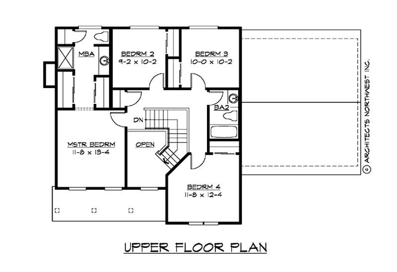 Floor Plan Second Story of Colonial Plan #115-1073