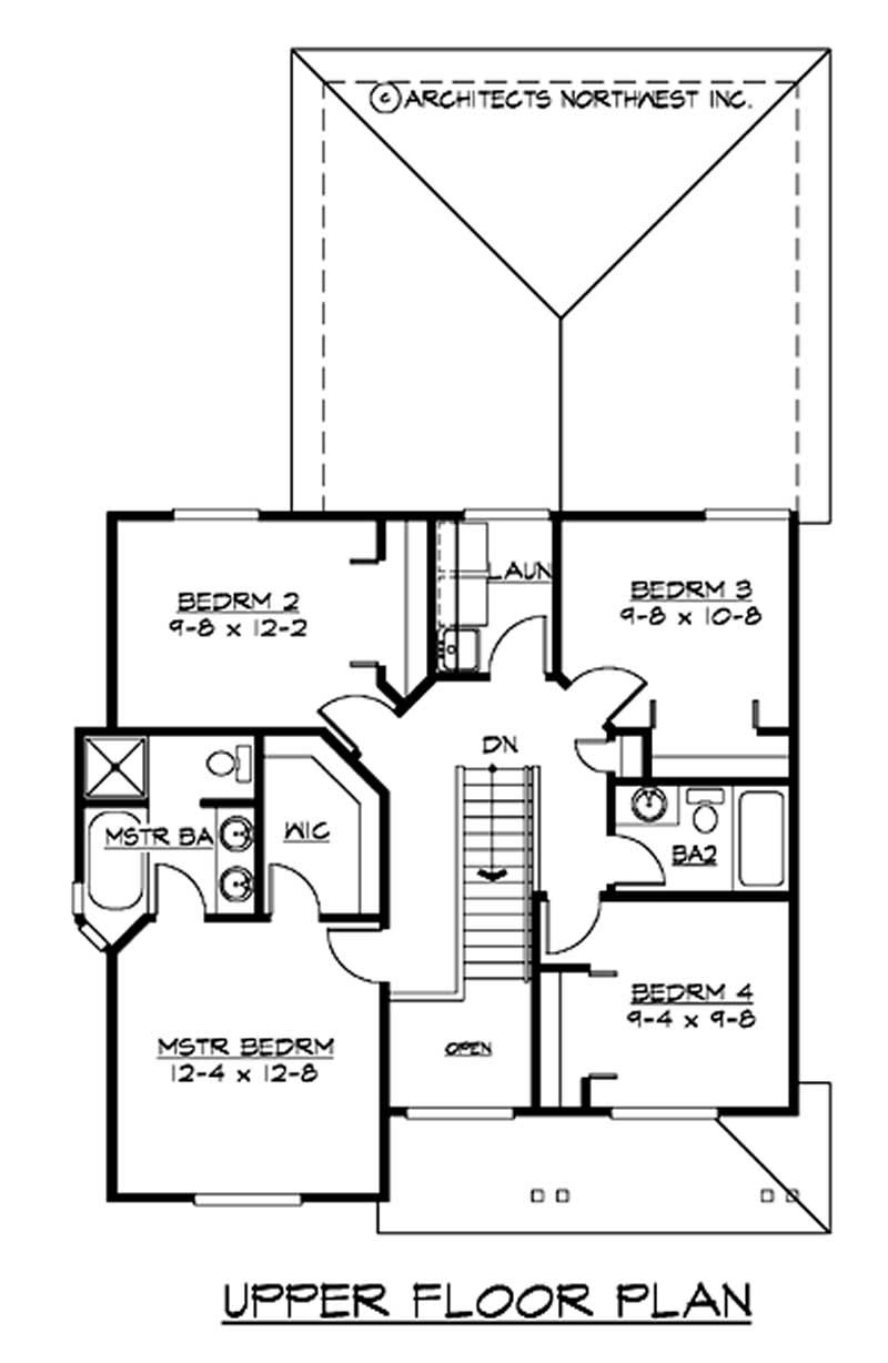 Floor Plan Second Story of Multi-Level Plan #115-1074