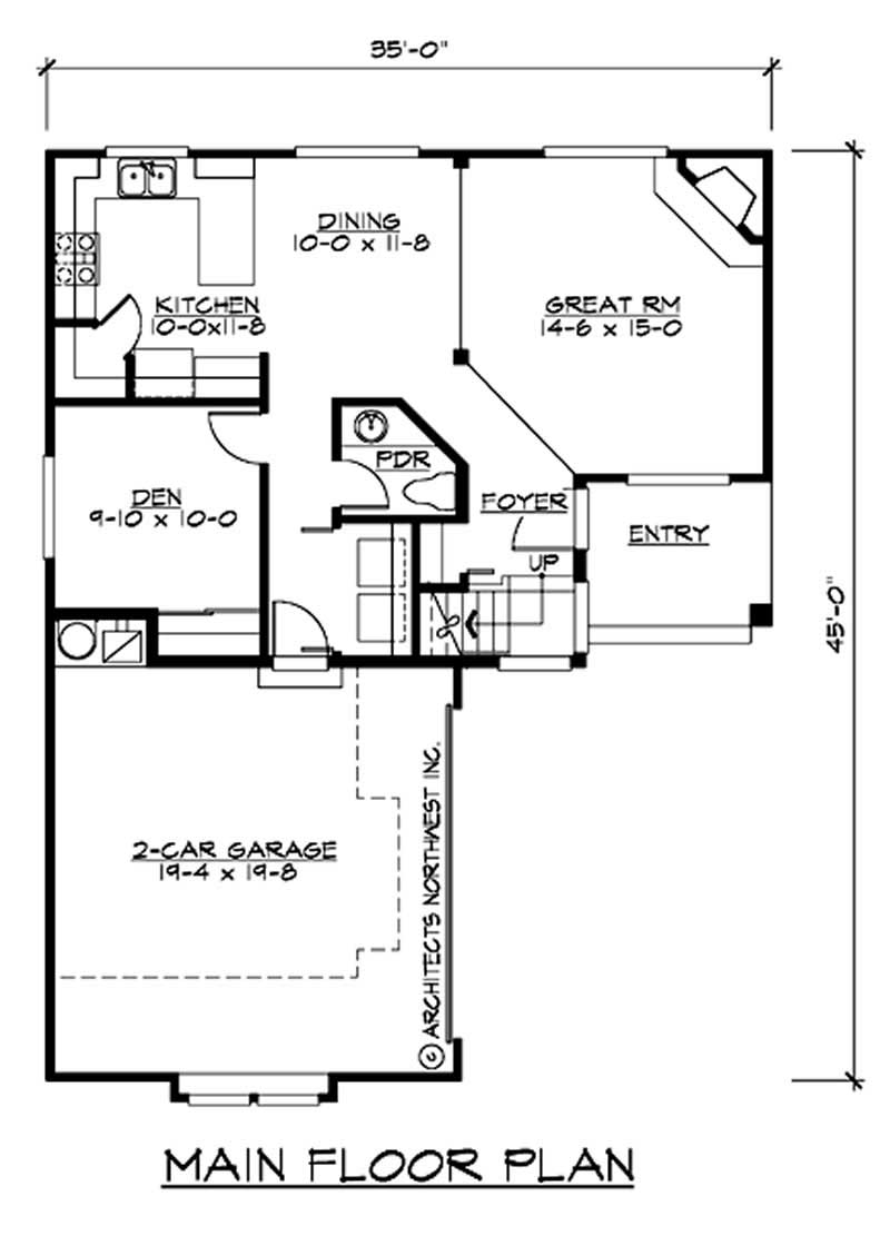 Floor Plan First Story of Multi-Level Plan #115-1075
