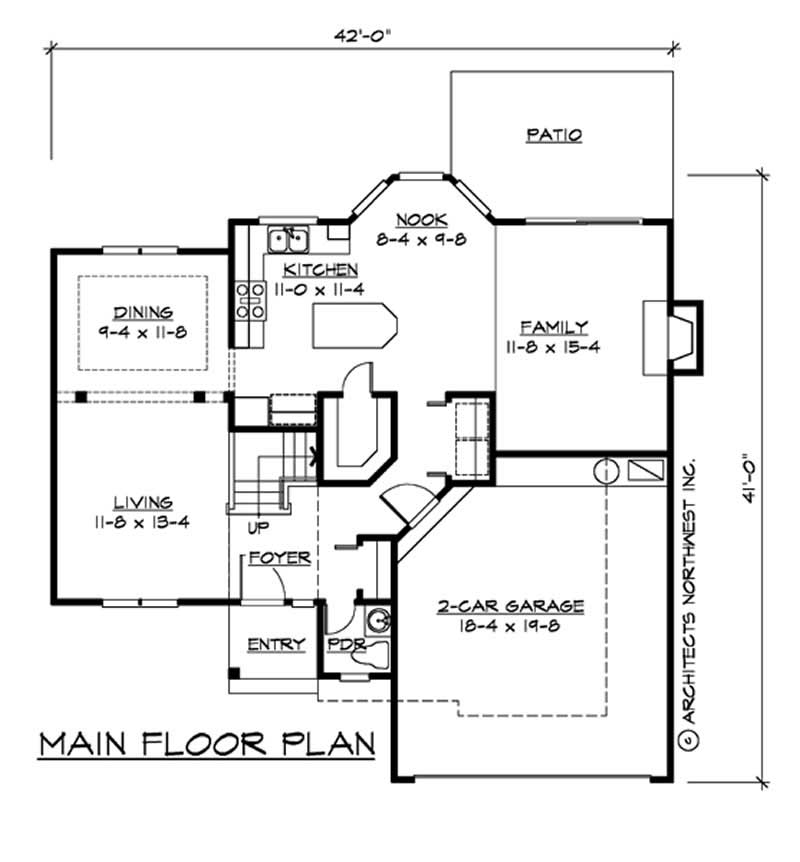 Floor Plan First Story of Multi-Level Plan #115-1076
