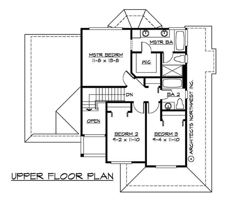 Floor Plan Second Story of Multi-Level Plan #115-1076