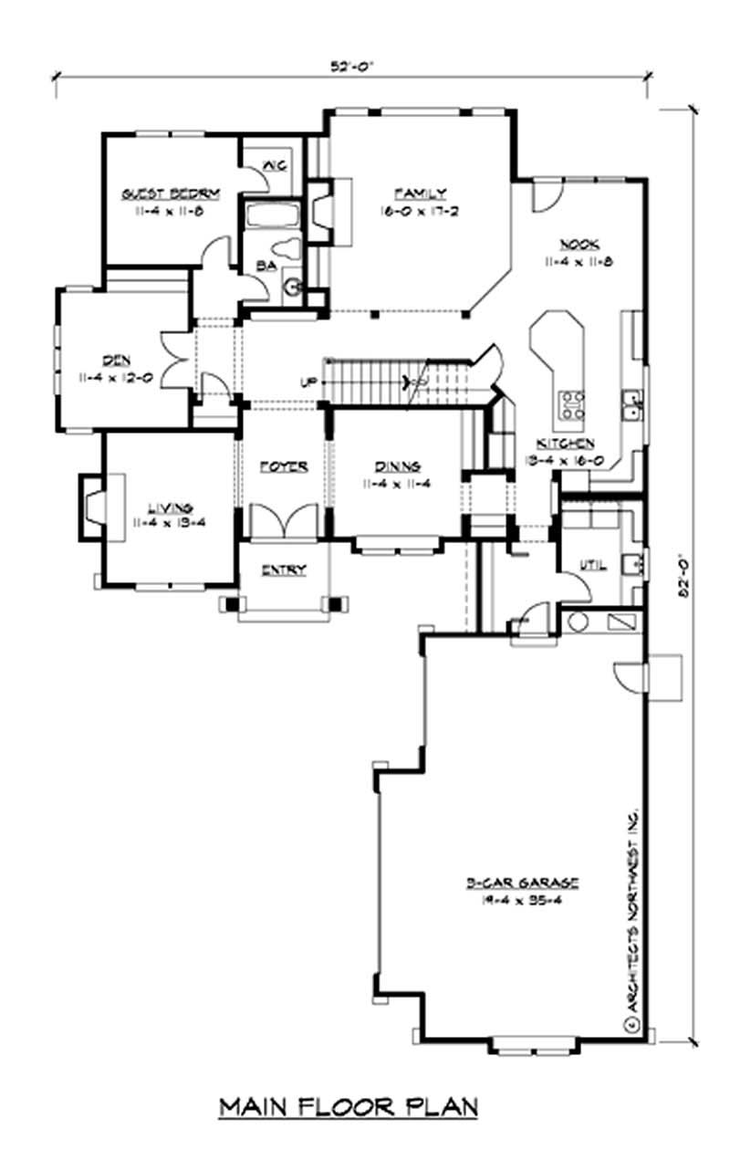 Floor Plan First Story of Multi-Level Plan #115-1079