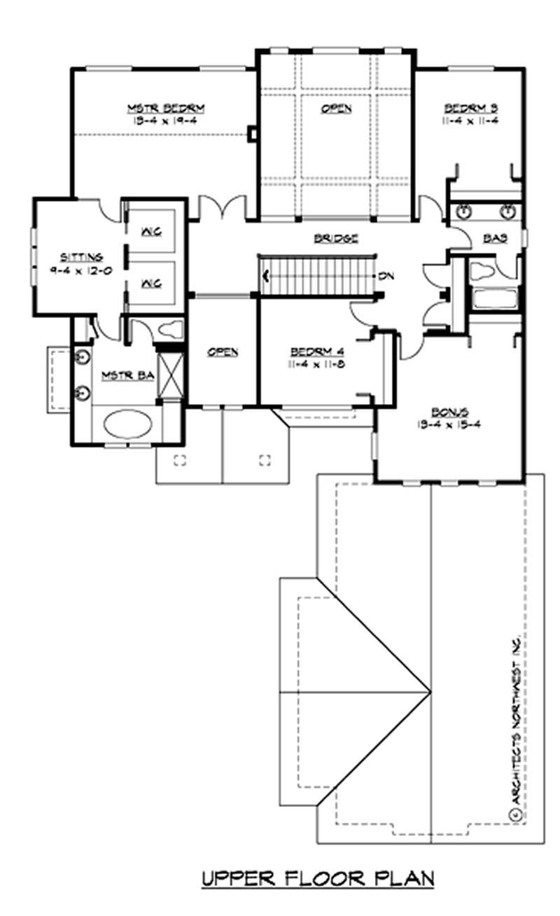 Floor Plan Second Story of Multi-Level Plan #115-1079