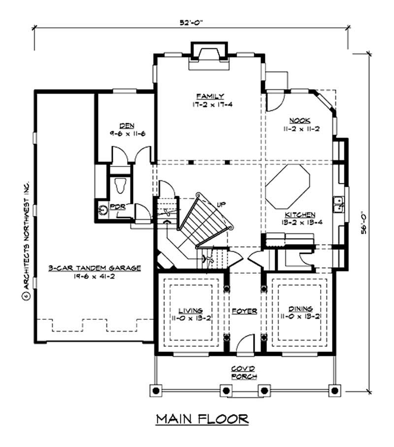 Floor Plan First Story of Country Plan #115-1080