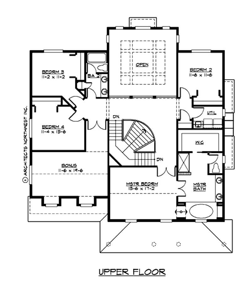 Floor Plan Second Story of Country Plan #115-1080