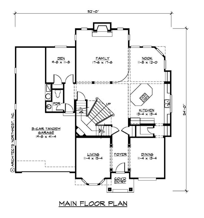 Floor Plan First Story of Craftsman Plan #115-1082