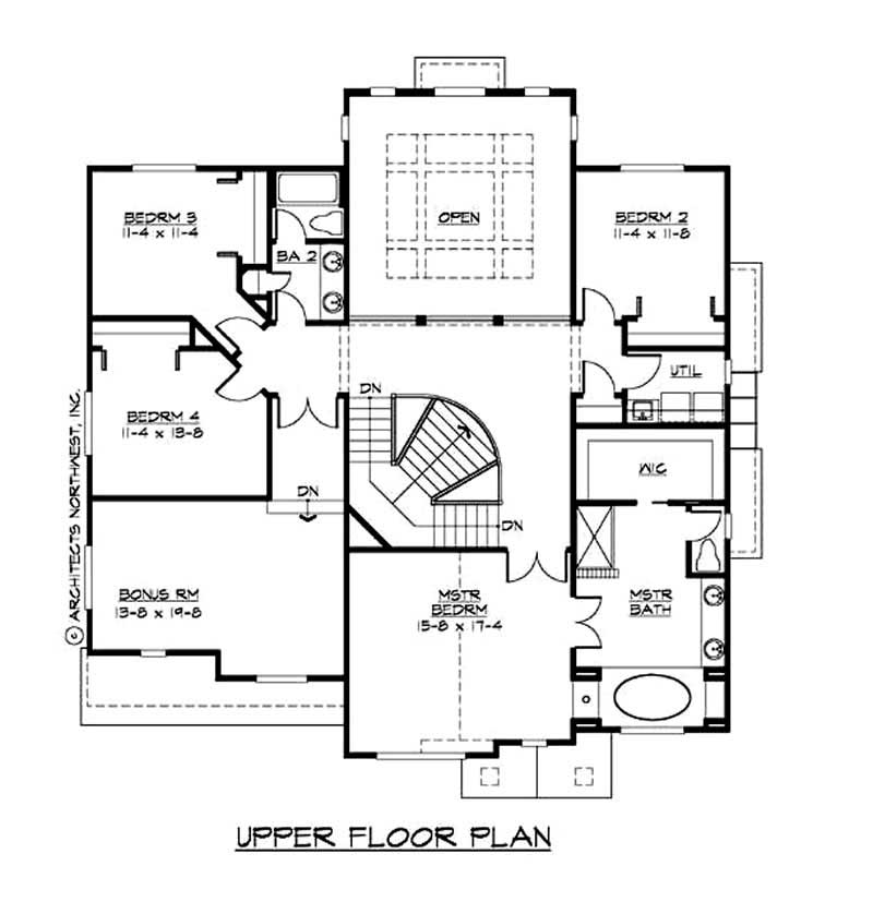 Floor Plan Second Story of Craftsman Plan #115-1082